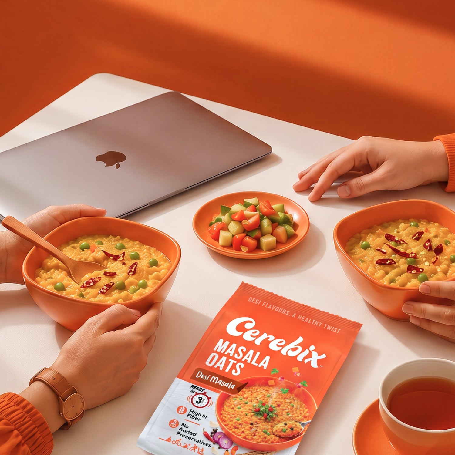 people eating masala oats